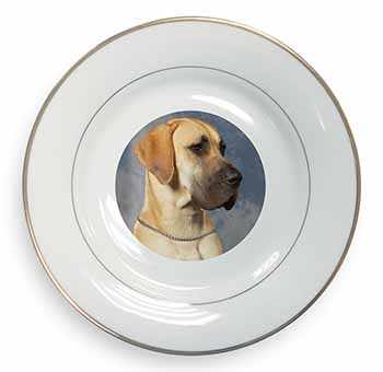 Fawn Great Dane Gold Rim Plate Printed Full Colour in Gift Box