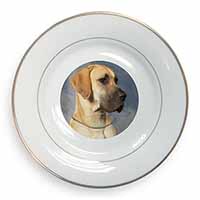 Fawn Great Dane Gold Rim Plate Printed Full Colour in Gift Box
