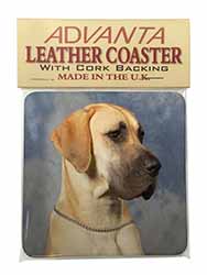 Fawn Great Dane Single Leather Photo Coaster