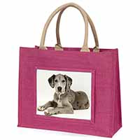 Great Dane Large Pink Jute Shopping Bag