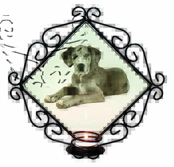 Great Dane Wrought Iron Wall Art Candle Holder