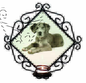 Great Dane Wrought Iron Wall Art Candle Holder