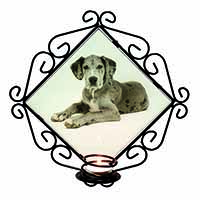 Great Dane Wrought Iron Wall Art Candle Holder