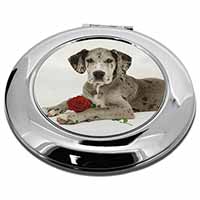 Great Dane with Red Rose Make-Up Round Compact Mirror