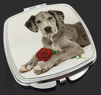 Great Dane with Red Rose Make-Up Compact Mirror