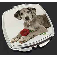 Great Dane with Red Rose Make-Up Compact Mirror