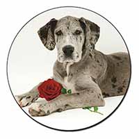 Great Dane with Red Rose Fridge Magnet Printed Full Colour