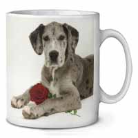 Great Dane with Red Rose Ceramic 10oz Coffee Mug/Tea Cup
