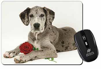 Great Dane with Red Rose Computer Mouse Mat
