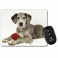 Great Dane with Red Rose Computer Mouse Mat