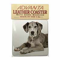 Great Dane Single Leather Photo Coaster