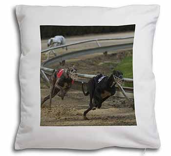 Greyhound Dog Racing Soft White Velvet Feel Scatter Cushion