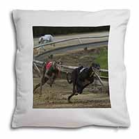 Greyhound Dog Racing Soft White Velvet Feel Scatter Cushion