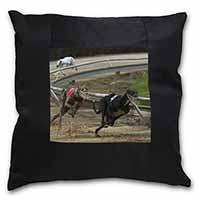 Greyhound Dog Racing Black Satin Feel Scatter Cushion