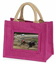 Greyhound Dog Racing Little Girls Small Pink Jute Shopping Bag