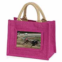 Greyhound Dog Racing Little Girls Small Pink Jute Shopping Bag