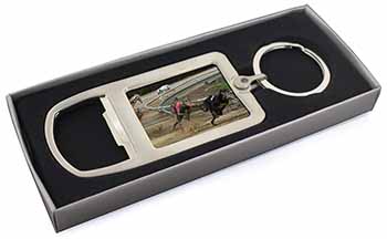 Greyhound Dog Racing Chrome Metal Bottle Opener Keyring in Box