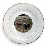 Greyhound Dog Racing Gold Rim Plate Printed Full Colour in Gift Box