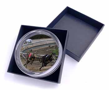 Greyhound Dog Racing Glass Paperweight in Gift Box