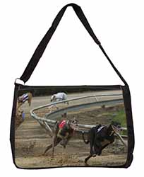 Greyhound Dog Racing Large Black Laptop Shoulder Bag School/College