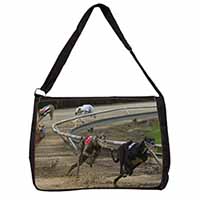 Greyhound Dog Racing Large Black Laptop Shoulder Bag School/College