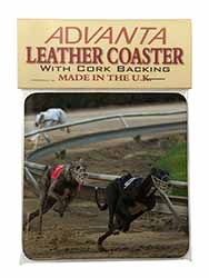 Greyhound Dog Racing Single Leather Photo Coaster