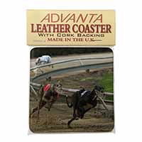 Greyhound Dog Racing Single Leather Photo Coaster
