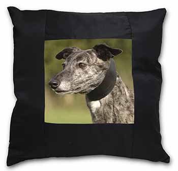 Greyhound Dog Black Satin Feel Scatter Cushion