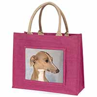 Greyhound Dog Large Pink Jute Shopping Bag - Advanta Group®