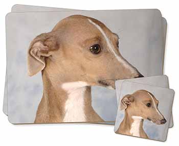 Greyhound Dog Twin 2x Placemats and 2x Coasters Set in Gift Box