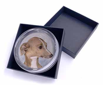 Greyhound Dog Glass Paperweight in Gift Box