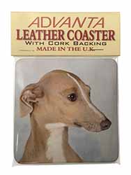 Greyhound Dog Single Leather Photo Coaster, Printed Full Colour  - Advanta Group