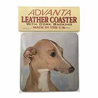 Greyhound Dog Single Leather Photo Coaster, Printed Full Colour  - Advanta Group®