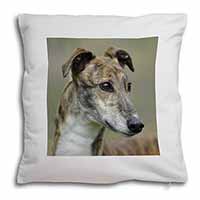 Greyhound Dog Soft White Velvet Feel Scatter Cushion