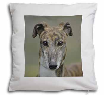 Brindle Greyhound Dog Soft White Velvet Feel Scatter Cushion