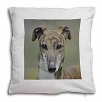 Brindle Greyhound Dog Soft White Velvet Feel Scatter Cushion