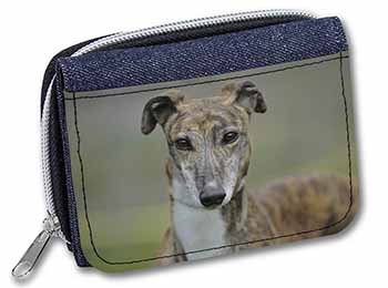 Brindle Greyhound Dog Unisex Denim Purse Wallet