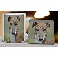 Brindle Greyhound Dog Mug and Coaster Set