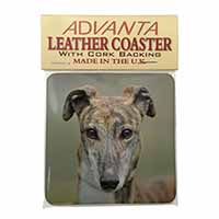 Brindle Greyhound Dog Single Leather Photo Coaster