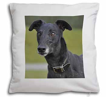 Black Greyhound Dog Soft White Velvet Feel Scatter Cushion