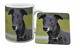 Black Greyhound Dog Mug and Coaster Set
