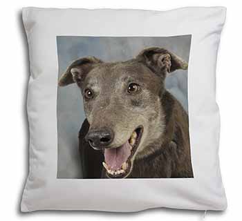 Greyhound Dog Soft White Velvet Feel Scatter Cushion