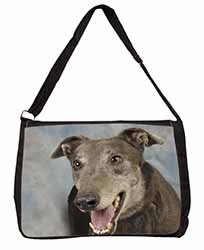 Greyhound Dog Large Black Laptop Shoulder Bag School/College