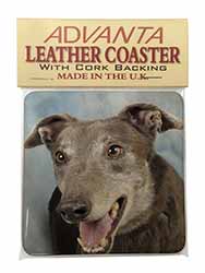Greyhound Dog Single Leather Photo Coaster