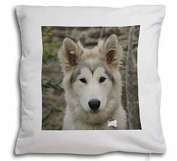 A Pretty Siberian Husky Puppy Dog Soft White Velvet Feel Scatter Cushion