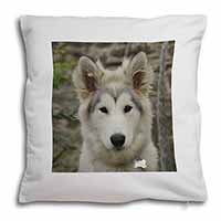 A Pretty Siberian Husky Puppy Dog Soft White Velvet Feel Scatter Cushion