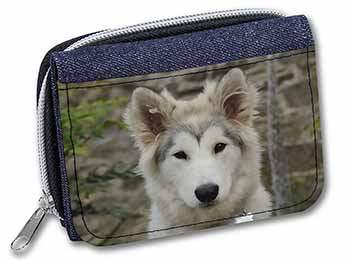 A Pretty Siberian Husky Puppy Dog Unisex Denim Purse Wallet
