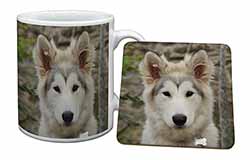A Pretty Siberian Husky Puppy Dog Mug and Coaster Set