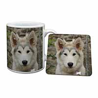 A Pretty Siberian Husky Puppy Dog Mug and Coaster Set