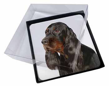 4x Gordon Setter Dog Picture Table Coasters Set in Gift Box